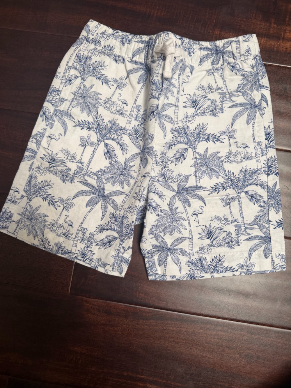 New w/o tag Janie and Jack navy white Palm Print Shorts boys size 7